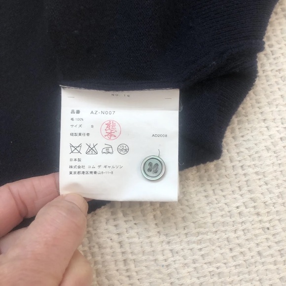 COMME DES GARCONS PLAY CARDIGAN  SWEATER JAPAN SIZE S NAVY BLUE $455 - Picture 5 of 11